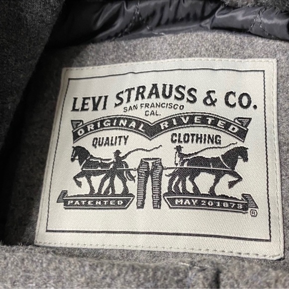 LEVI’s Heavyweight Wool Blend Hooded Trucker Field Jacket in Gray Size Large - Picture 12 of 14